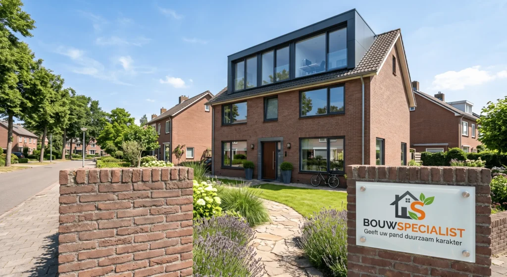 Moderne prefab dakopbouw geplaatst op een bestaande woning.