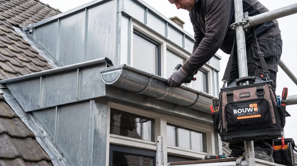 Projectleider Bouwspecialist inspecteert dakkapel