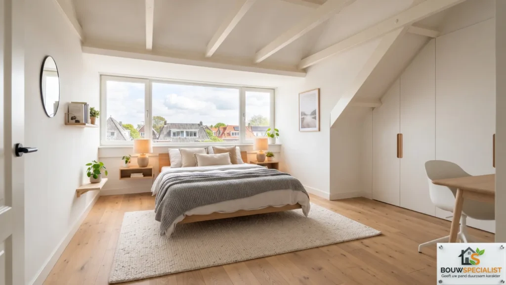 Moderne zolder slaapkamer met 4 meter dakkapel