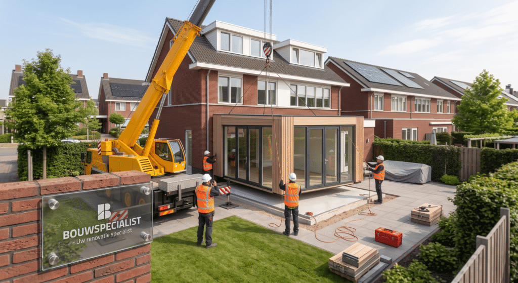 Prefab aanbouw binnen 1 dag geplaatst