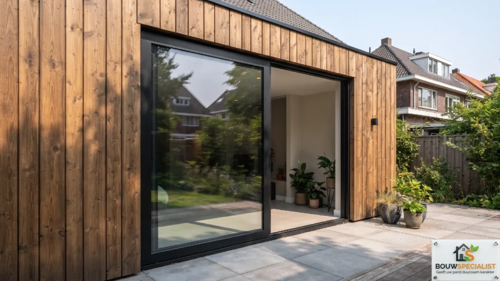 moderne prefab aanbouw afwerking