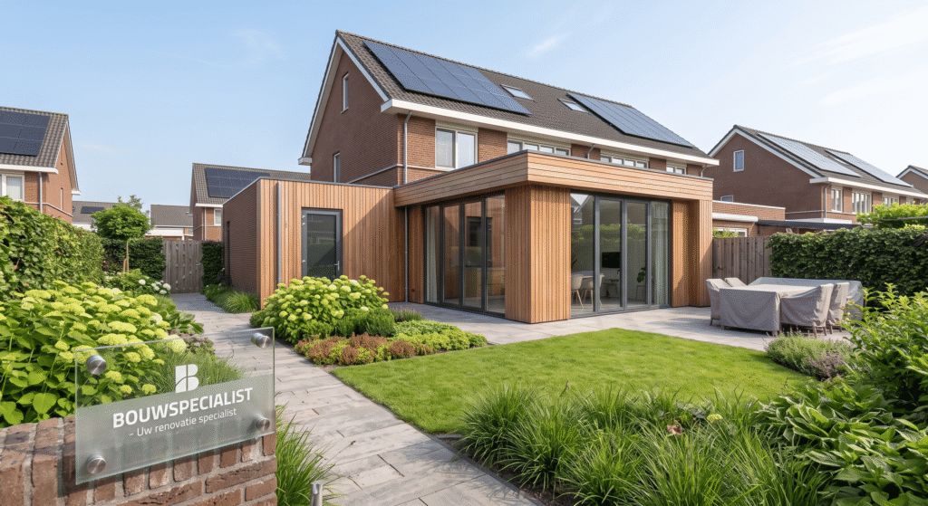 Vergunningvrije prefab aanbouw achterzijde woning