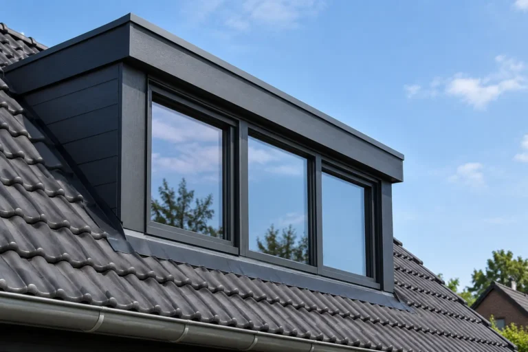 Moderne dakkapel met strakke kozijnen en onderhoudsarme afwerking