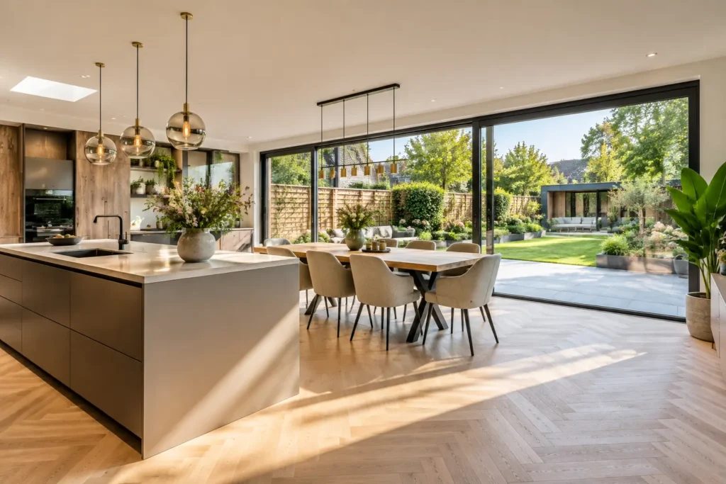 interieur prefab uitbouw leefkeuken